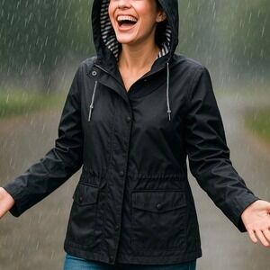 Black waterproof rain jacket with hood NWOT size 5xl